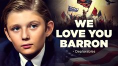 a young boy wearing a suit and tie with the words we love you baron deplorables