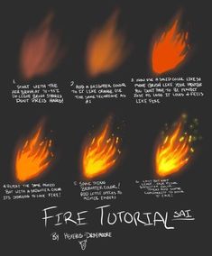 some fire flames that are in different stages and sizes, with the words fire today written below them