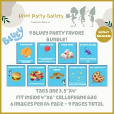 the blue party favors bundle includes five different items