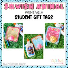 an animal printable student gift tag is shown