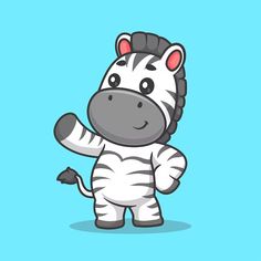 a cartoon zebra standing on its hind legs and pointing to the side with one hand