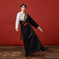 Handmade Size chart: Size S: length 147 cm, sleeves 96 cm, bust 124 cm,  shoulder 49 cm Size M: length 152 cm, sleeves 99 cm, bust 128 cm,  shoulder 52 cm Note: the package excluded the shirt. Tibetan Fashion, Casual Dress Long, Thailand Outfit, Woman Casual, Larp Costume