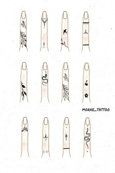 the different tattoo designs are drawn on paper