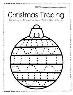 a christmas ornament coloring page with the words christmas tracing on it