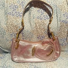 Vintage Pink Silver Juicy Couture Purse Y2k Shoulder Bag Handbag Satchel Heart Y2k Handheld Shoulder Bag, Y2k Style Party Shoulder Bag, Pink Juicy Couture Bag, Baddie Handbags, Juicy Couture Bags Handbags, Pink Hand Bag, Juicy Purse, 2000s Purse, Thrift Manifest