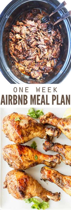 an air fryer meal with chicken wings in it and the words one week airline meal plan