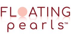 the floating pearls logo is shown in red and pink letters, with a white background