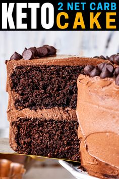 a close up of a cake on a plate with the words keto next to it