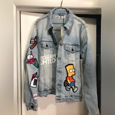 Brand New Bart Simpson Problem Child Denim Jacket Tea Shirt, 20th Century Fox, Bart Simpson, 20th Century, Mens Jackets, Denim Jacket, Color Blue, Fox, Jackets & Coats