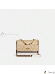 Bird in Bag - Coach Mini Klare Crossbody Bag in Signature Canvas Beige Shoulder Flap Bag With Dust Bag Included, Beige Crossbody Flap Bag With Gold-tone Hardware, Beige Crossbody Flap Bag With Removable Pouch, Convertible Crossbody Bag, Adjustable Bag, Coach Crossbody, Signature Canvas, Coach Crossbody Bag, Gold Light