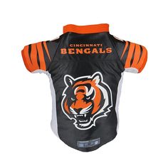 an orange and black dog jersey with the logo of the university of cincinnati tigers on it