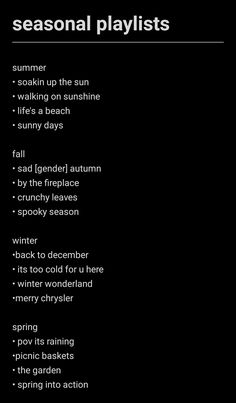 an image of seasonal playlists in the dark with text overlaying it