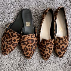 ***Women's Leopard Print Loafers Flat Shoes**** 1) Leopard Print Flat Closed Shoes Brand New 2) Leopard Print Loafers Open Shoes Is Used Once, Like New Size: 8 Color: Leopard Print Material: Faux Suede Reasonable Offers Welcome Closed Shoes, Open Shoes, Leopard Print Loafers, Leopard Print Flats, Shoes Brand, Black Tan, Flat Shoes, Black And Tan, Shoe Brands