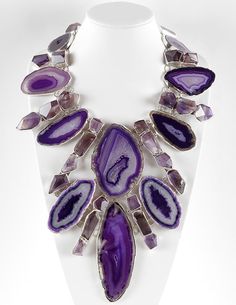 Chocolate Fashion, Purple Jewelry, Epilator, A Necklace, Agate Necklace, Purple And White, Gothic Jewelry, The Purple, Stone Jewelry