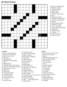 the crossword puzzle is shown in black and white