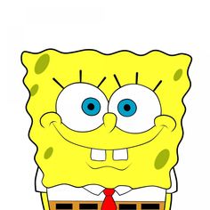 the spongebob is wearing a red tie