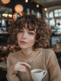 Short Curly Bangs, Short Curly Hair With Bangs, Hair Wishlist, Bold Bangs, Bangs Styles, Curly Shag, Perfect Curly Hair