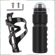 Ainiv Bike Water Bottle Cage with BPA-Free 800ml/28oz Bike Bottle, Black Gloss Strong Bike Water Bottle Holder, Bicycle Cup H Premium Water Bottle, Bike Water Bottle Holder, Cycling Events, Bike Water Bottle, Bicycle Bell, Sport Games, Water Bottle Holder, Bicycle Frame