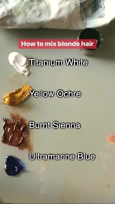 how to mix blonde hair with white, yellow, and blue dyes in different colors