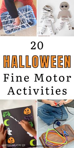 halloween fine motor activities for toddlers to do with their hands and feet on the floor