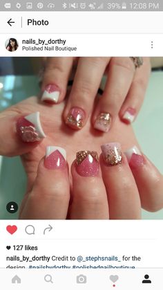 Acrylics With Design, Flare Acrylic Nails, Square Gel Nails, Nail Inspired, Glitter French Nails, Pink Tip Nails, Girls Nail Designs, Chihuahua Art, White Tips