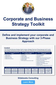 the business strategy for corporate growth is shown in this brochure, which shows how to