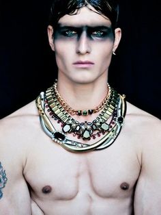 Glam Rock Makeup Men, Fluidity Fashion, Punk Makeup Men, John Todd, Celestial Fairy, Futuristic Makeup, Egyptian Makeup, Make Up Gold, High Fashion Makeup