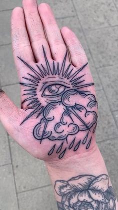 a person's hand with an all seeing tattoo on it