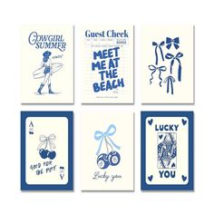 four greeting cards with different designs on them