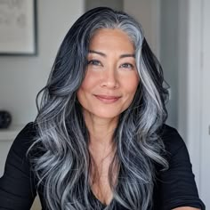 magnific aaDrwkNWsSvsRPAs9W2h Black Hair with Silver Glaze Grey Transition, Silver Haired Beauties, Pepper Hair, Grey Hair Styles, Gray Hairstyles, Grey Curly Hair, Grey Hair Transformation, Salt And Pepper Hair, Gorgeous Gray Hair