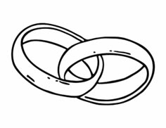 two wedding rings are shown in black and white