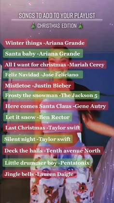 the christmas song list is displayed in this screenshote image, with text above it