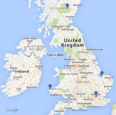 a map of the united kingdom with all its roads and major cities on it's sides