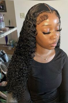 Curly wig install, deep wave wig, water wave wig, frontal install, middle part wig install Middle Part Wig Install, Curly Wig Install, Bohemian Braid, Middle Part Hairstyles, Birthday Hairstyles, Braid Hairstyle, Braided Hairstyle, Cute Braided Hairstyles