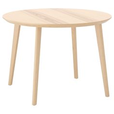 a round wooden table with two legs and a white top, on a white background