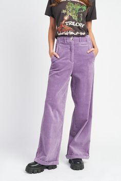 Emory Park WIDE LEG CORDUROY PANTS WITH POCKETS Lavender Corduroy Pants, Lavender Pants Outfit, Valentine Fits, Midsize Fits, Purple Pants Outfit, Wide Leg Corduroy Pants, Purple Clothes, Bohemian Outfit, Purple L