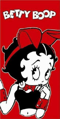 the cartoon betty boop is wearing a red bow