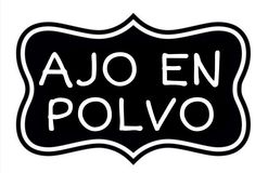 a black and white sign with the words ajo en polovo written in spanish