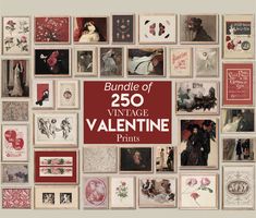 an assortment of valentine's cards with the words bundle of 250 vintage valentine pins