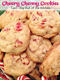 a basket full of cookies with candy canes