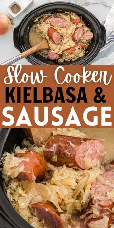 this slow cooker kielbasa and sausage recipe is the perfect way to use up leftovers