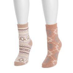 Embrace the ultimate in cozy and comfort with MUK LUKS Women's Crew Heat Retainer Sock. This 2-pair pack features beautiful fairisle patterns and ribbed cuffs, combining style with function. Designed with advanced thermal technology, these socks keep the cold out and the heat in, ensuring your feet stay toasty warm. Experience the perfect blend of flexible fit and unbeatable warmth with MUK LUKS.  Machine wash cold on gentle cycle, no bleach, tumble dry low heat   91% Acrylic, 8% Polyester, 1% S Fairisle Patterns, Summer Clearance Sale, Summer Sock, Suede Slippers, Summer Slippers, Crew Sock, Fair Isle Pattern, Knitted Slippers, Platform Slippers