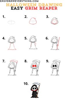 step by step drawing instructions for children to learn how to draw an easy cartoon character