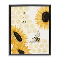 a card with sunflowers and a bee on it that says let it bee