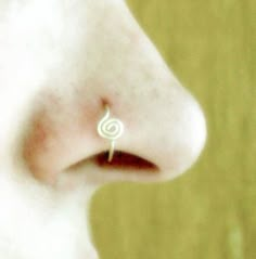 a close up view of a nose with a small ring on it's nose