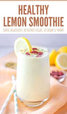 a smoothie with lemons and strawberries in it