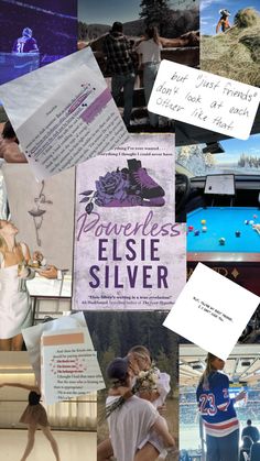 collage of photos with people and words on them that say, paperless elsie silver