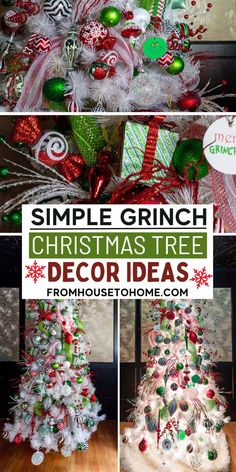 Simple Grinch Christmas tree decor ideas Grinch Christmas Tree Topper, Unique Christmas Trees Themes, Grinch Ideas, Diy Grinch, Grinch Movie, Grinch Christmas Tree