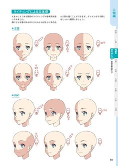 an anime character's head with different expressions