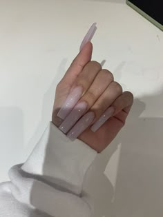 Milky Nails, Long Square Acrylic Nails, Unique Acrylic Nails, Square Acrylic Nails